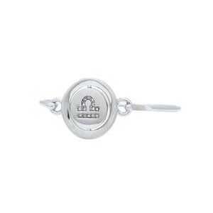 Carolee Libra Zodiac Sign Silver Tone Double Sided Charm Bangle Bracelet